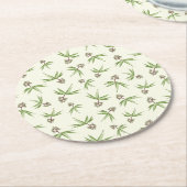 クリームに赤い枝の出芽 – シームレスなパターン。 ラウンドペーパーコースター (アングル)