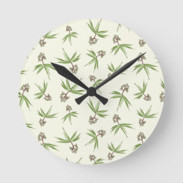 クリームに赤い枝の出芽 – シームレスなパターン。 ラウンド壁時計