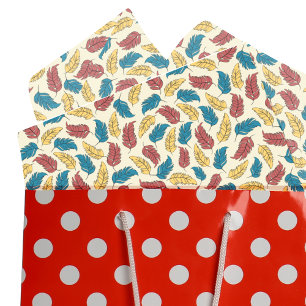 クリームに赤、青、黄色の風合い 薄葉紙