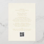 クリームに金ゴールド書を一つにまとめ結婚て 箔招待状 (裏面)