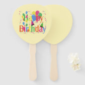 クリームに風船をつけるハッピーバースデー ハンドファン (正面&裏面)