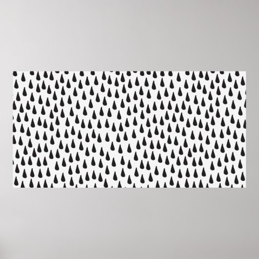 クリームに黒い雨滴を付けたシームレスなパターン ポスター (正面)