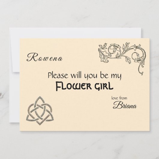 クリームのケルトの記号と葉 招待状 (正面)