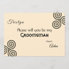 クリームのケルトの記号と葉 招待状