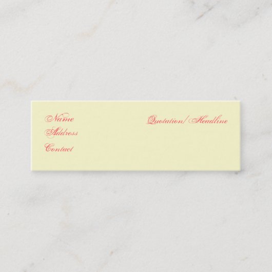 クリームのショッキングピンク スキニー名刺 (正面)