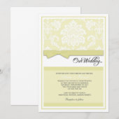 クリームのダマスク織の結婚式招待状 招待状 (正面/裏面)