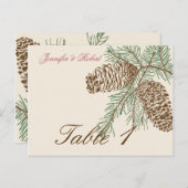 クリームのテーブル番号結婚上の松の円錐自然 ポストカード (正面/裏面)