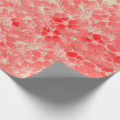 クリームのパステル調の赤い花の花 ラッピングペーパー (角)