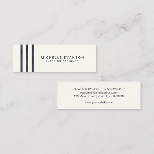 クリームのミニマルストライプリストブラックウォーター色 スキニー名刺 (正面/裏面)