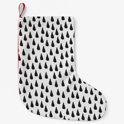 クリームの上に雨粒を黒く塗り、継ぎ目のない模様  スモールクリスマスストッキング (正面)