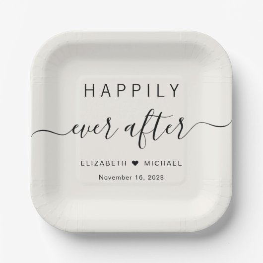 クリームの後ずっと幸せ結婚に ペーパープレート (正面)