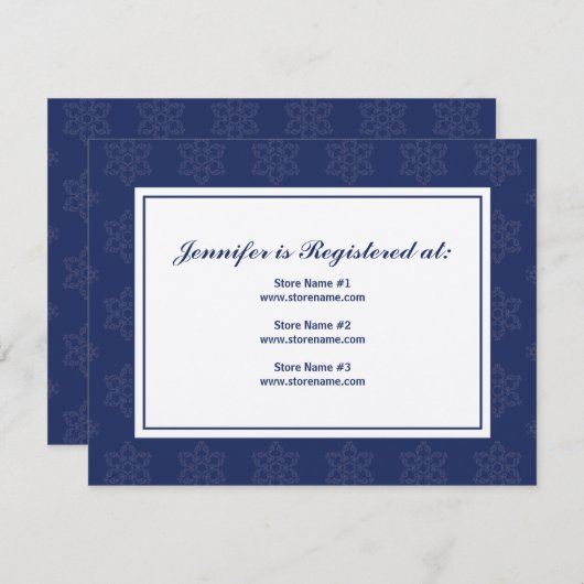 クリームの海軍の冬の結婚式の登録カード エンクロージャーカード (正面/裏面)