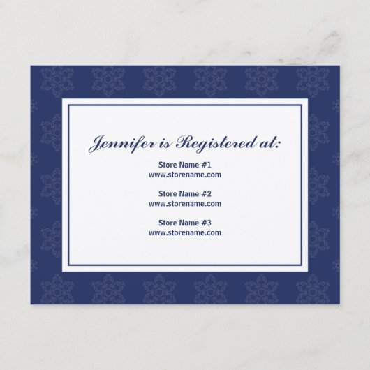 クリームの海軍の冬の結婚式の登録カード エンクロージャーカード (正面)