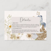 クリームの結婚詳細にワイルドフラワー エンクロージャーカード (正面)