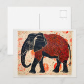 クリームの背景にデュアルトーン象 シーズンポストカード (正面/裏面)