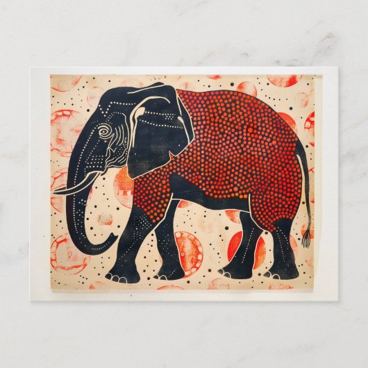 クリームの背景にデュアルトーン象 シーズンポストカード (正面)