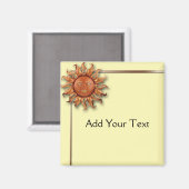 クリームの背景にブロンズの太陽 マグネット (正面/裏面)