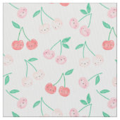 クリームの背景に可愛い水彩さくらんぼ ファブリック (クローズアップ)