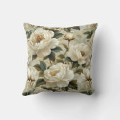 クリームの背景に白い花。 クッション (裏面)