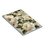 クリームの背景に白い花。 ノートブック (右側)