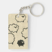 クリームの背景に白と黒の羊 キーホルダー (裏面)