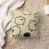 クリームの背景に白と黒の羊 クッション (ブランケット)