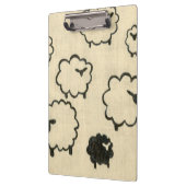 クリームの背景に白と黒の羊 クリップボード (左)