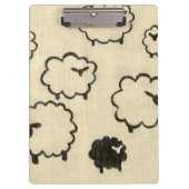 クリームの背景に白と黒の羊 クリップボード (正面)