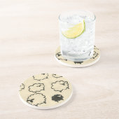 クリームの背景に白と黒の羊 コースター (側面)