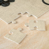 クリームの背景に白と黒の羊 ジグソーパズル (側面)