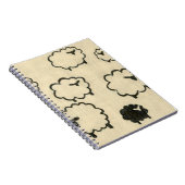 クリームの背景に白と黒の羊 ノートブック (右側)