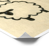 クリームの背景に白と黒の羊 ポスター (角)