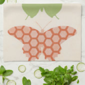 クリームの背景に飾り蝶のパターン キッチンタオル (折り畳み)