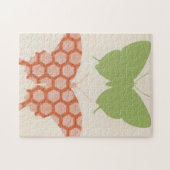 クリームの背景に飾り蝶のパターン ジグソーパズル (横)