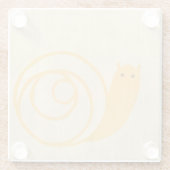 クリームの背景に黄色いカタツムリ ガラスコースター (裏面)