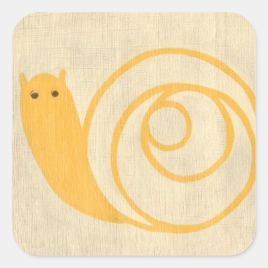 クリームの背景に黄色いカタツムリ スクエアシール (正面)