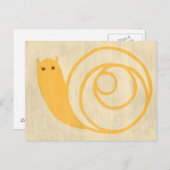 クリームの背景に黄色いカタツムリ ポストカード (正面/裏面)