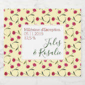 クリームの背景を持つ自由パターンのピンクの花 スパークリングワインラベル (シングルラベル)