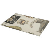 クリームの背絵を描景にさまざまな動物 カッティングボード (角)