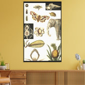 クリームの背絵を描景にさまざまな動物 キャンバスプリント (インサイチュ (リビング))