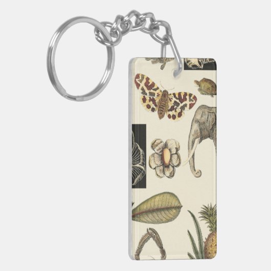 クリームの背絵を描景にさまざまな動物 キーホルダー (正面左)