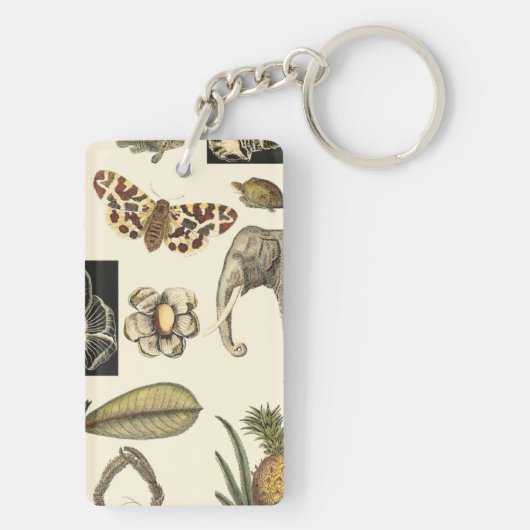クリームの背絵を描景にさまざまな動物 キーホルダー (裏面)