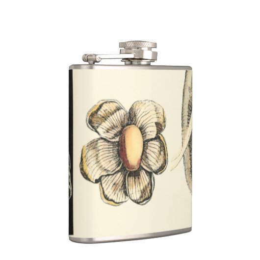 クリームの背絵を描景にさまざまな動物 フラスク (右)