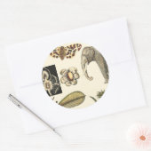 クリームの背絵を描景にさまざまな動物 ラウンドシール (封筒)