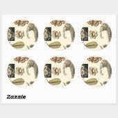 クリームの背絵を描景にさまざまな動物 ラウンドシール (シート)