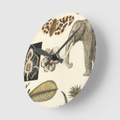 クリームの背絵を描景にさまざまな動物 ラウンド壁時計 (傾斜)