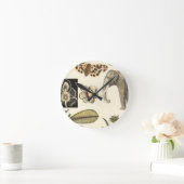 クリームの背絵を描景にさまざまな動物 ラウンド壁時計 (ホーム)