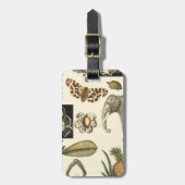 クリームの背絵を描景にさまざまな動物 ラゲッジタグ (正面縦)
