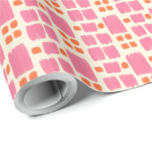 クリームの背絵を描景のピンクとオレンジのシェイプ ラッピングペーパー (ロールコーナー)