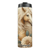 クリームの花の中のパロミノの馬 タンブラー (正面)